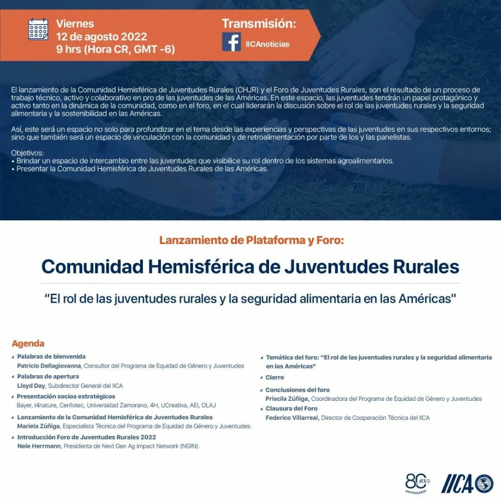 Lanzamiento de Comunidad Hemisférica de Juventudes Rurales y Foro de Juventudes Rurales