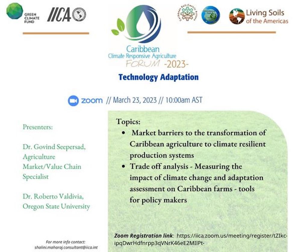 Tercero Webinar del Foro Caribeño sobre Agricultura Responsiva al Clima (CCRAF 2023)