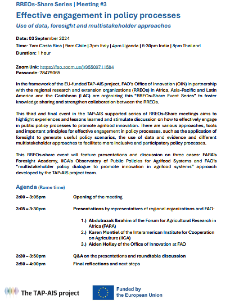 RREOs-Share Series | Meeting #3 Effective engagement in policy processe Use of data, foresight and multistakeholder approaches
