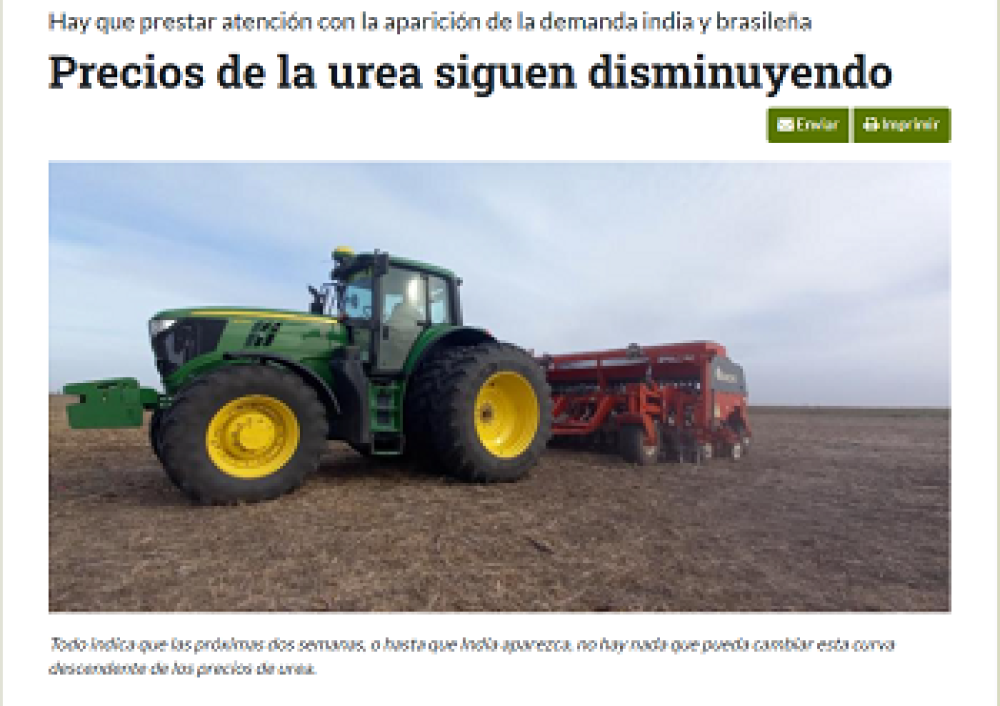 Price of urea continue falling