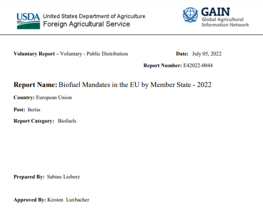 Mandatos de biocarburantes en la UE por Estado miembro - 2022