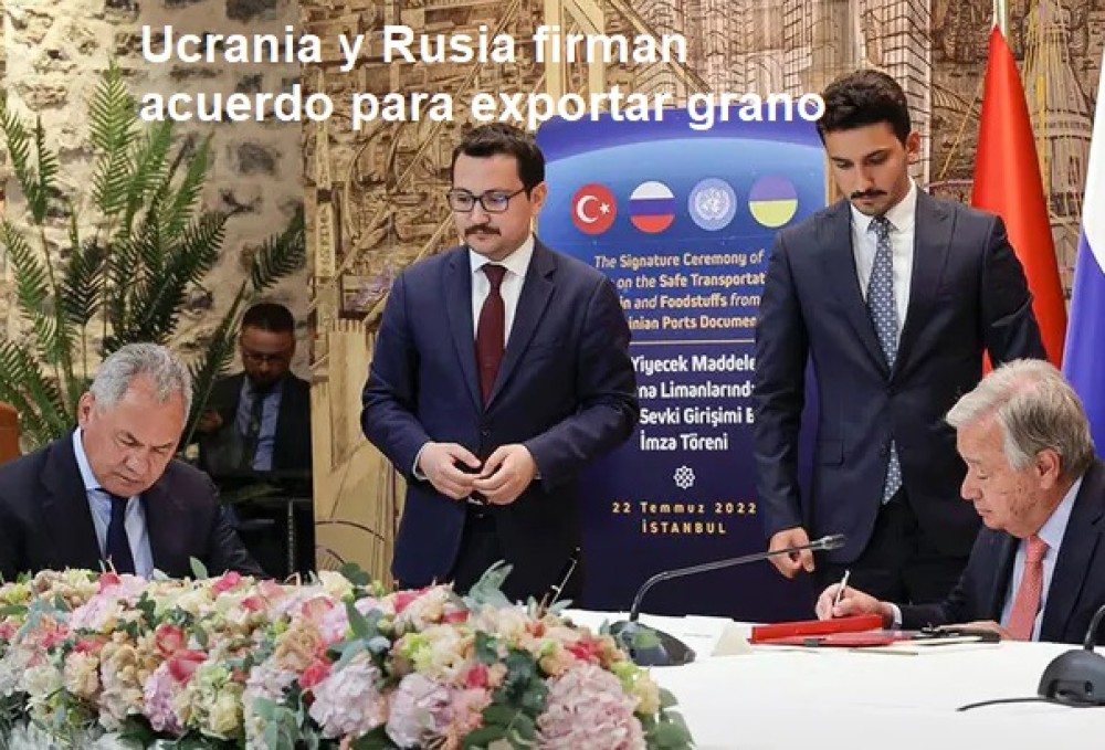 Ucrania y Rusia firman acuerdo para exportar grano