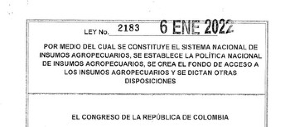 Ley 2183 de 2022 – Insumo Agropecuario