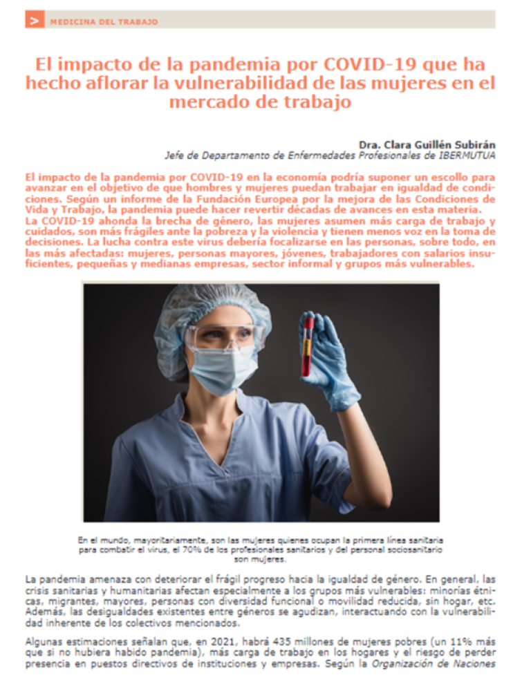 (ES) El impacto de la pandemia por COVID-19 que ha hecho aflorar la vulnerabilidad de las mujeres en el mercado de trabajo