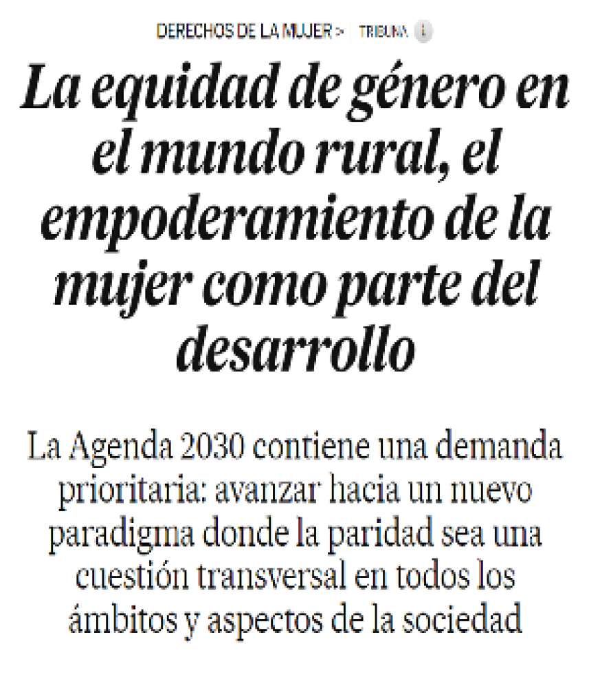 La equidad de género en el mundo rural, el empoderamiento de la mujer como parte del desarrollo