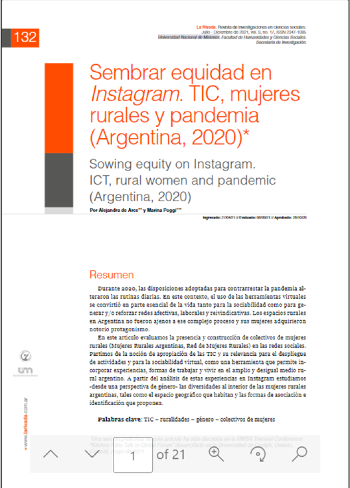 Sowing equity on Instagram. ICTs, rural women and pandemic (Argentina, 2020).