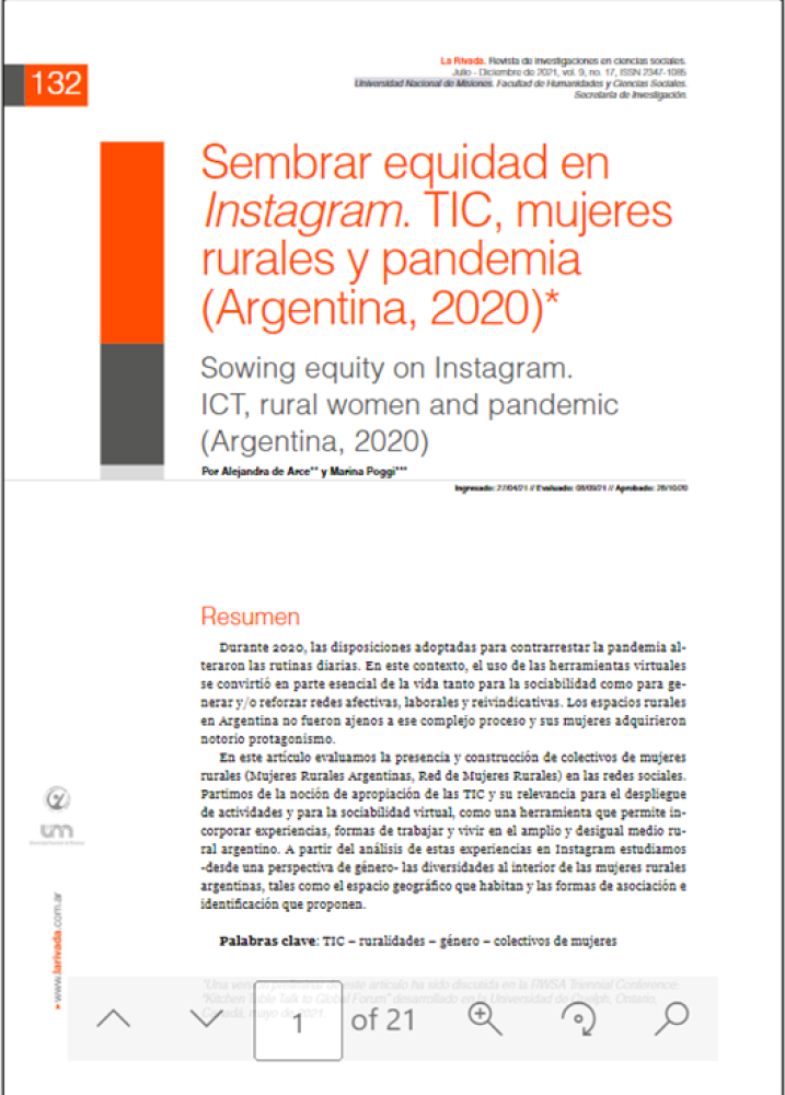 Sembrar equidad en Instagram. TIC, mujeres rurales y pandemia (Argentina, 2020)