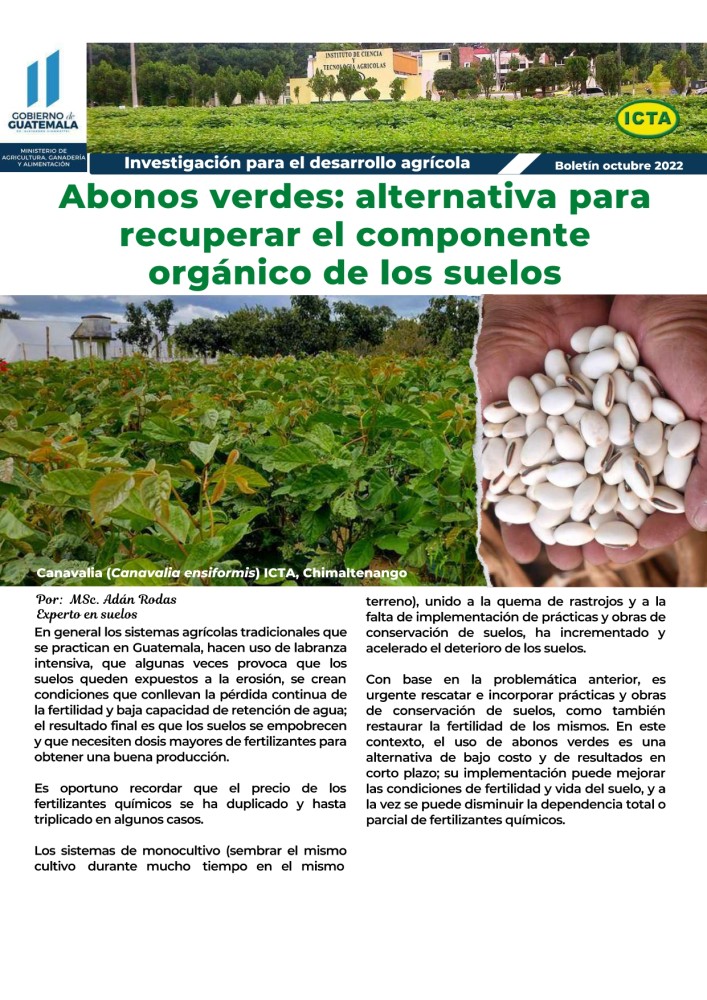 (ES) Abonos verdes: alternativa para recuperar el componente orgánico de los suelos