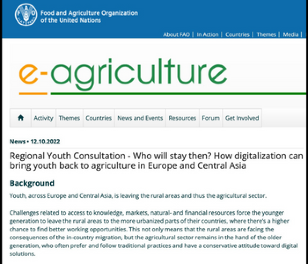 Regional Youth Consultation - Who will stay then? How digitalization can bring youth back to agriculture in Europe and Central Asia