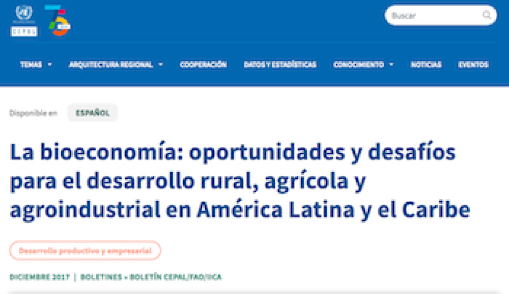 The bioeconomy: opportunities and challenges for rural, agricultural and agro-industrial development in Latin America and the Caribbean