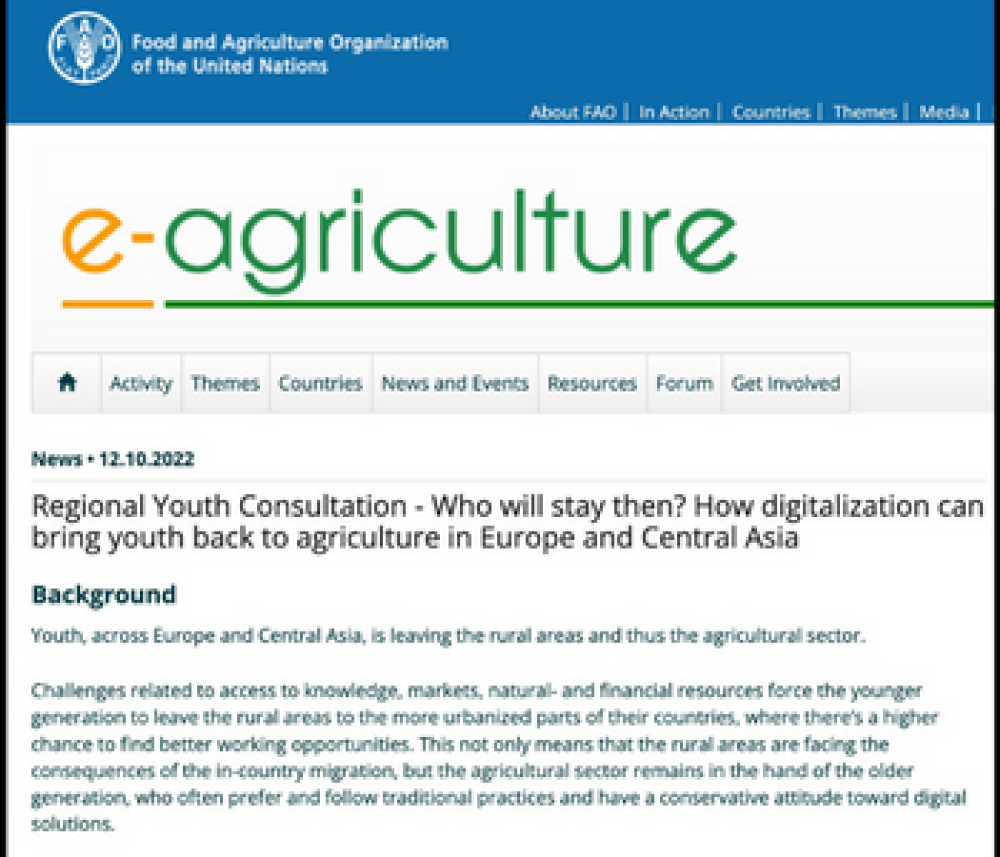 Consulta Regional de Jóvenes ¿Quién se quedará entonces? Cómo la digitalización puede hacer que los jóvenes vuelvan a la agricultura en Europa y Asia Central