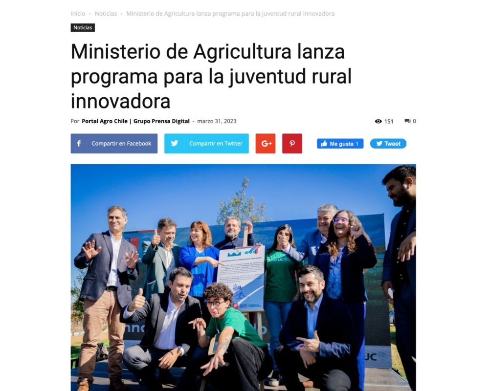 Ministerio de Agricultura lanza programa para la juventud rural innovadora