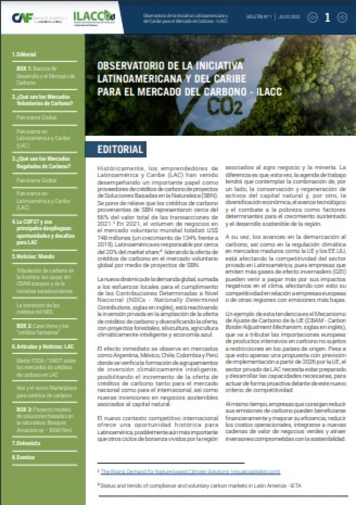 Primer Boletín de la Iniciativa Latinoamericana y del Caribe para el Mercado de Carbono (ILACC)