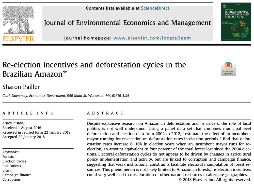 Incentivos de reelección y ciclos de deforestación en la Amazonía brasileña