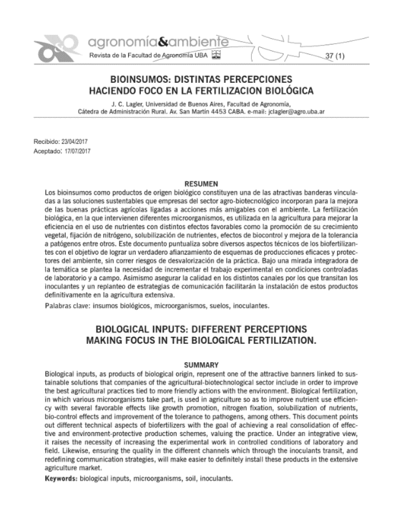 Bioinputs: different perceptions focusing on biological fertilization