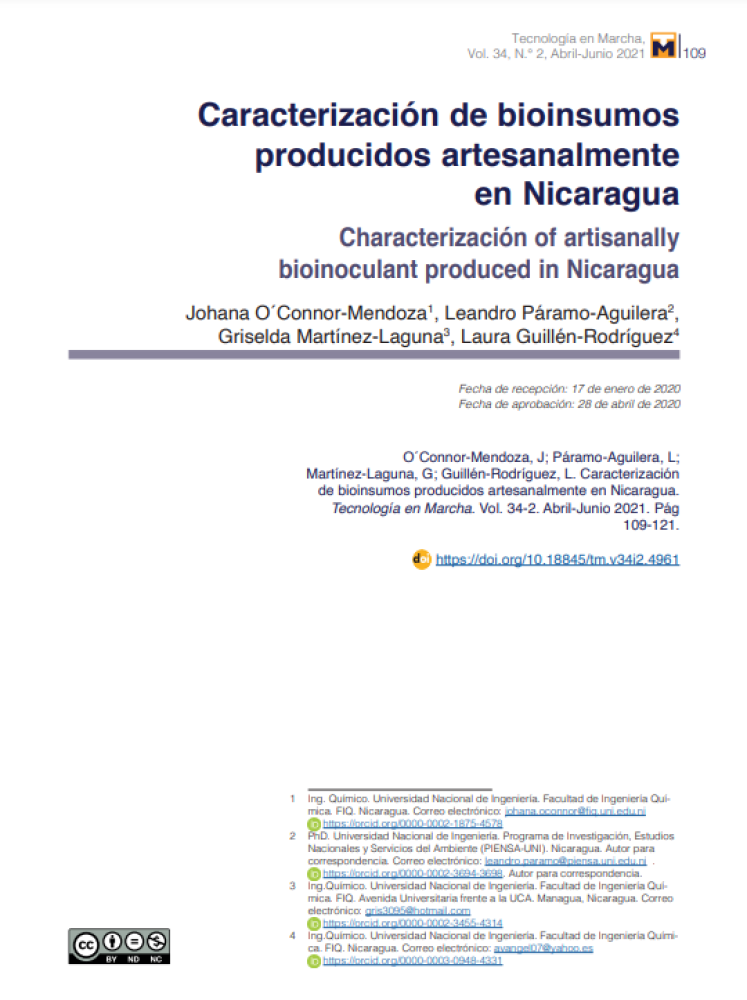 Characterization of bioinputs produced by hand in Nicaragua