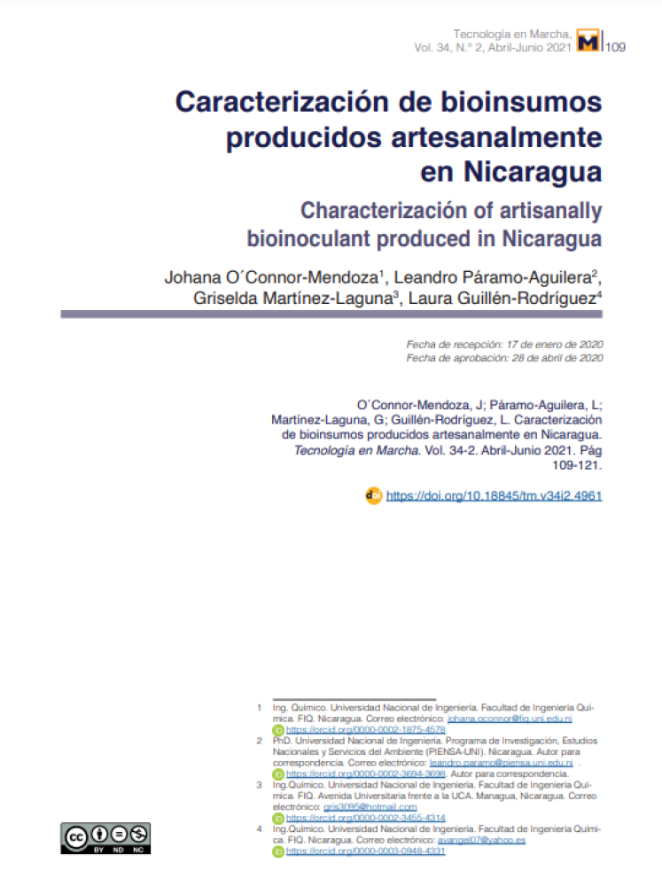 Caracterización de bioinsumos producidos artesanalmente en Nicaragua