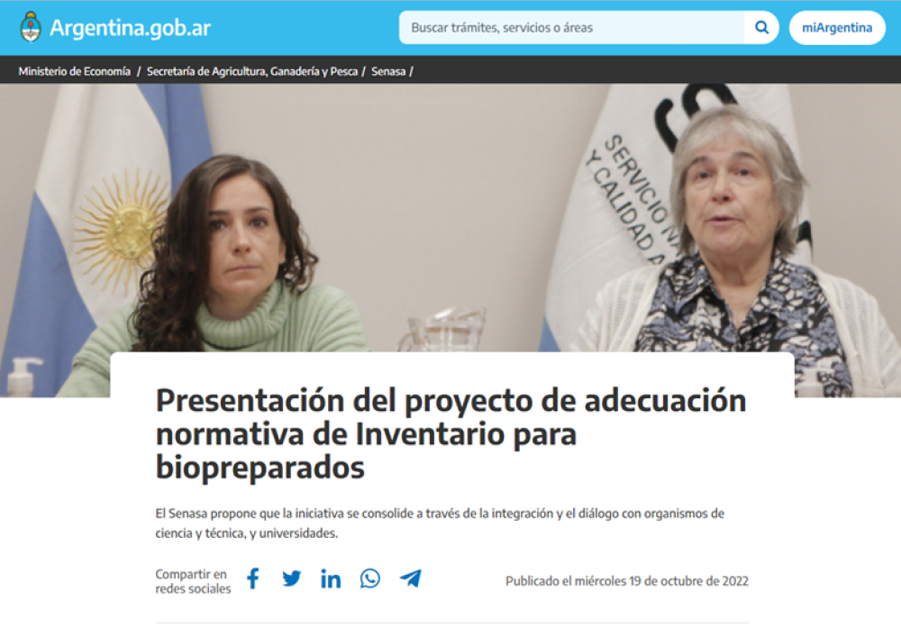 Presentation of the Inventory for Biopreparations regulatory compliance project