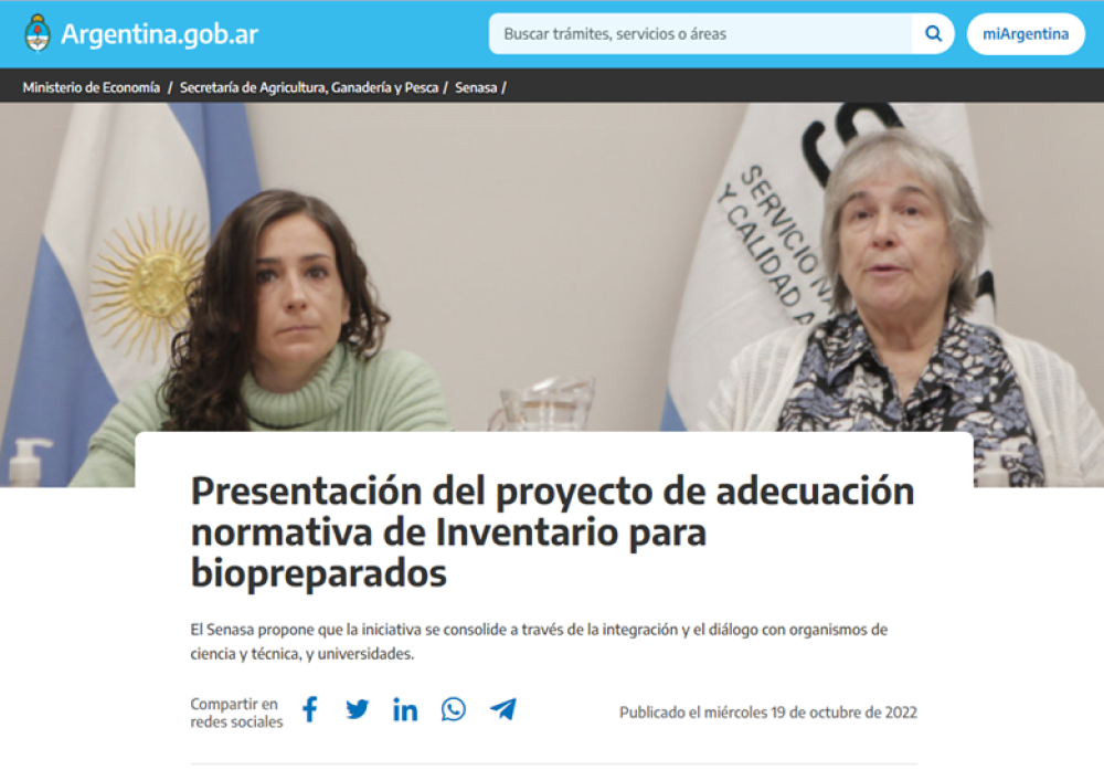 Presentación del proyecto de adecuación normativa de Inventario para biopreparados