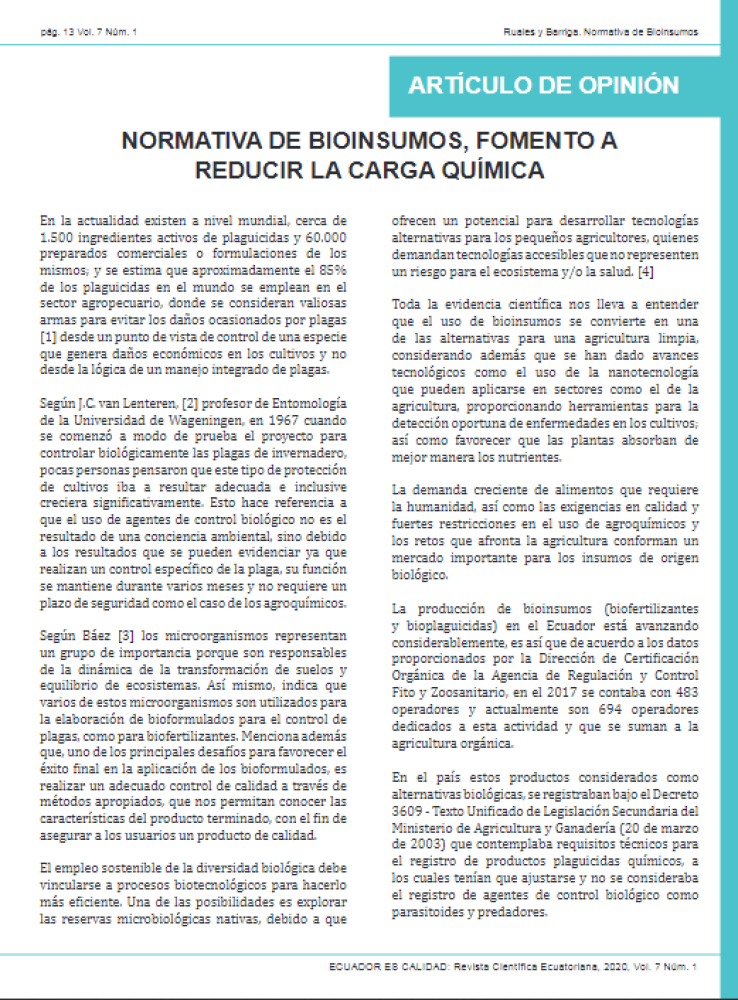 Bioinputs regulation, encouraging chemical load reduction
