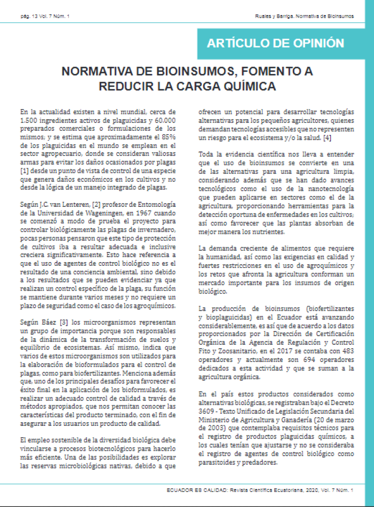 Normativa de Bioinsumos, fomento a reducir la carga química