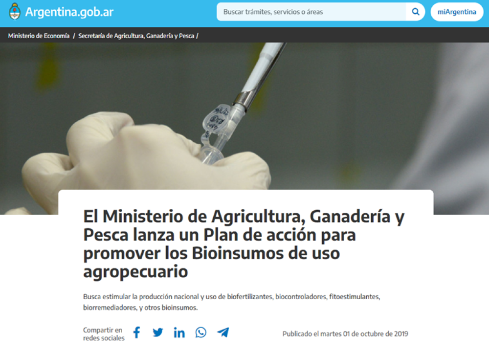 The Ministry of Agriculture, Livestock and Fishing launches an Action Plan to promote Bioinputs for agricultural use