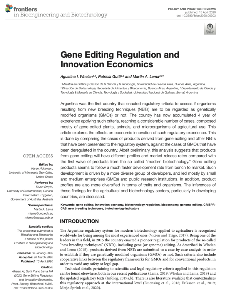 Regulación de la edición genética y economía de la innovación