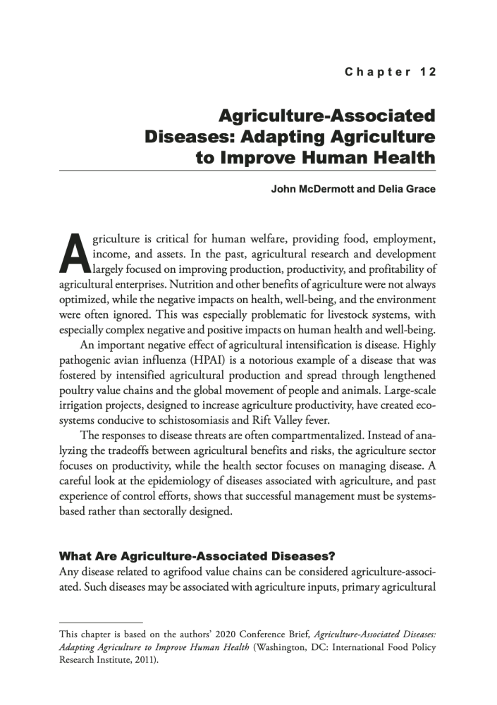 Agriculture-Associated Diseases: Adapting Agriculture to Improve Human Health