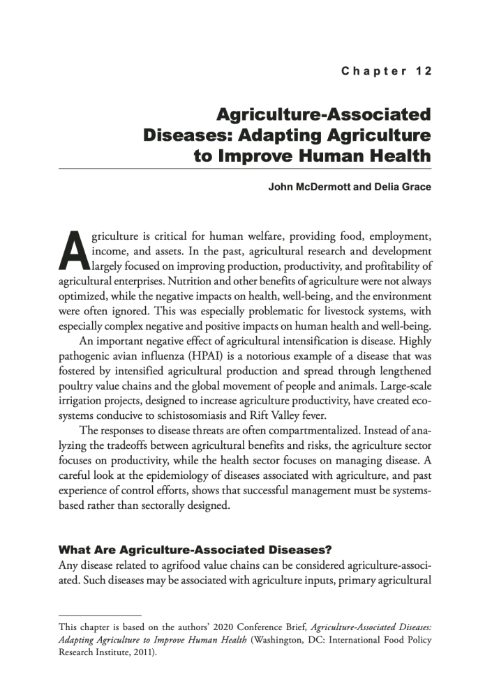 Enfermedades asociadas a la agricultura: Adaptar la agricultura para mejorar la salud humana