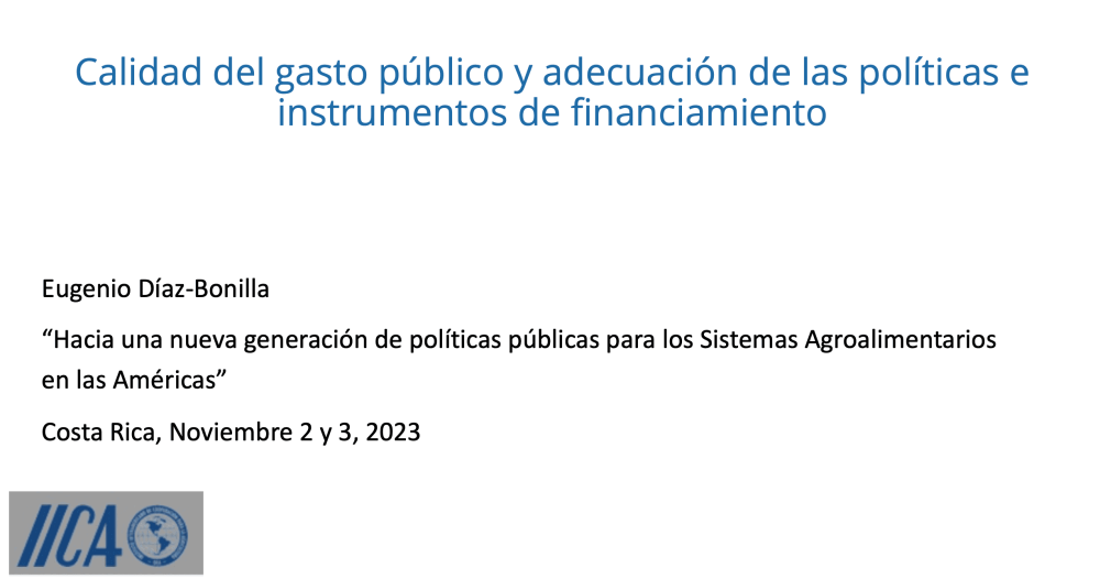 Calidad del gasto público y adecuación de las políticas e instrumentos de financiamiento