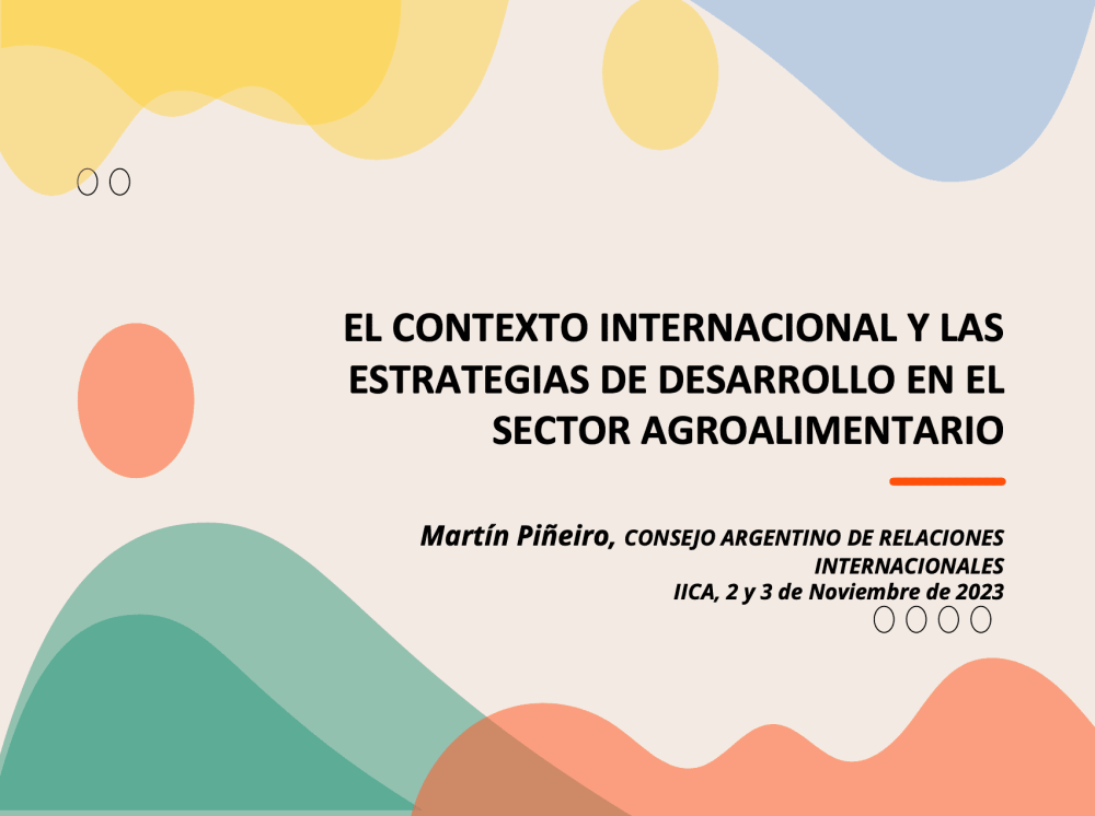 The international context and development strategies in the agrifood sector.