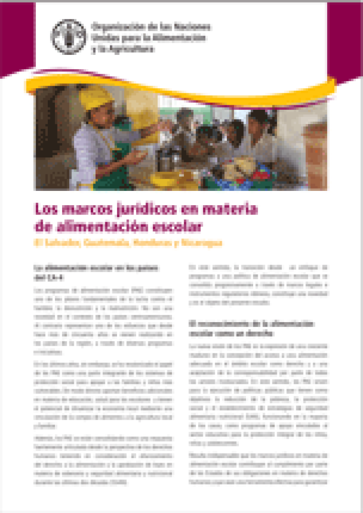 Los marcos jurídicos en materia  de alimentación escolar: El Salvador, Guatemala, Honduras y Nicaragua