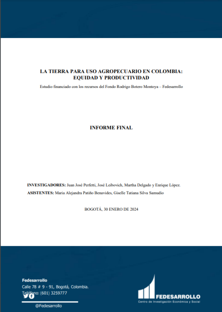 Land for agricultural use in Colombia: Equity and Productivity