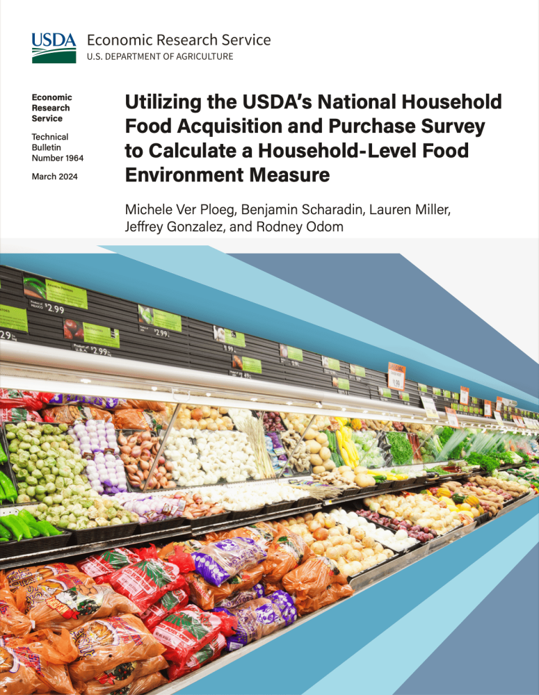 Utilizando la Encuesta Nacional de Adquisición y Compra de Alimentos para Hogares del USDA para calcular una Medida de Medio Ambiente de Alimentos a Nivel de Hogar
