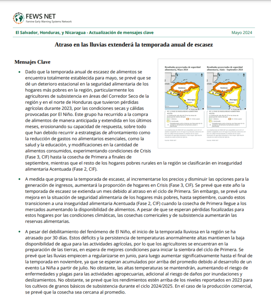 Atraso en las lluvias extenderá la temporada anual de escasez