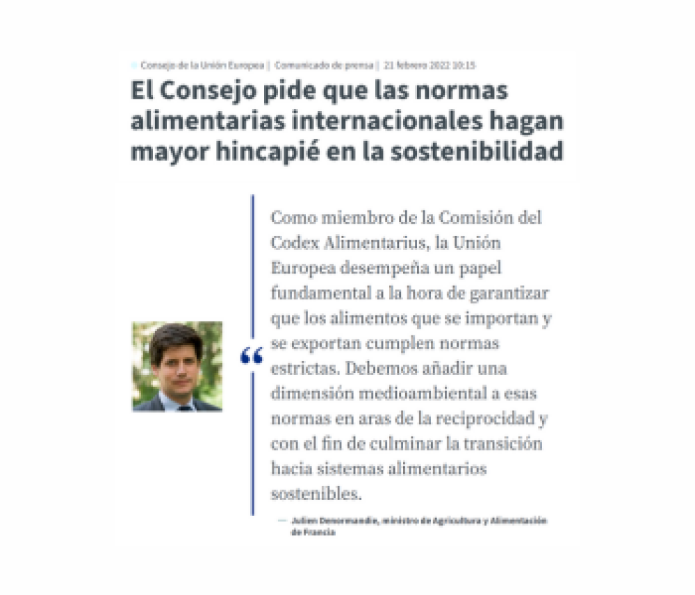 El Consejo pide que las normas alimentarias internacionales hagan mayor hincapié en la sostenibilidad