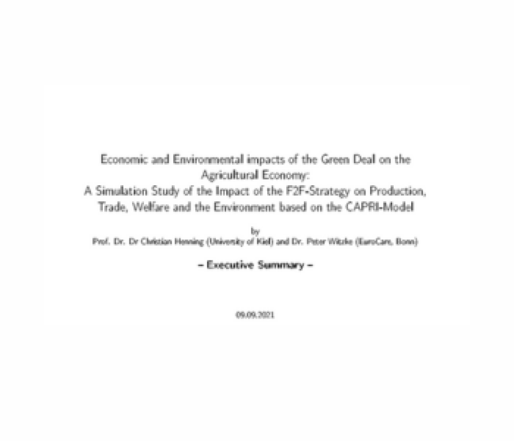 Economic and Environmental impacts of the Green Deal on the Agricultural Economy: A Simulation Study of the Impact of the F2F-Strategy on Production, Trade, Welfare and the Environment based on the CAPRI-Model
