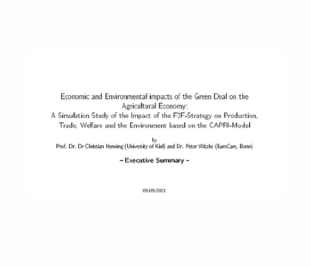 Impacto económico y medioambiental del «Green Deal» en la economía agrícola: Un estudio de simulación del impacto de la estrategia F2F en la producción, el comercio, el bienestar y el medio ambiente basado en el modelo CAPRI