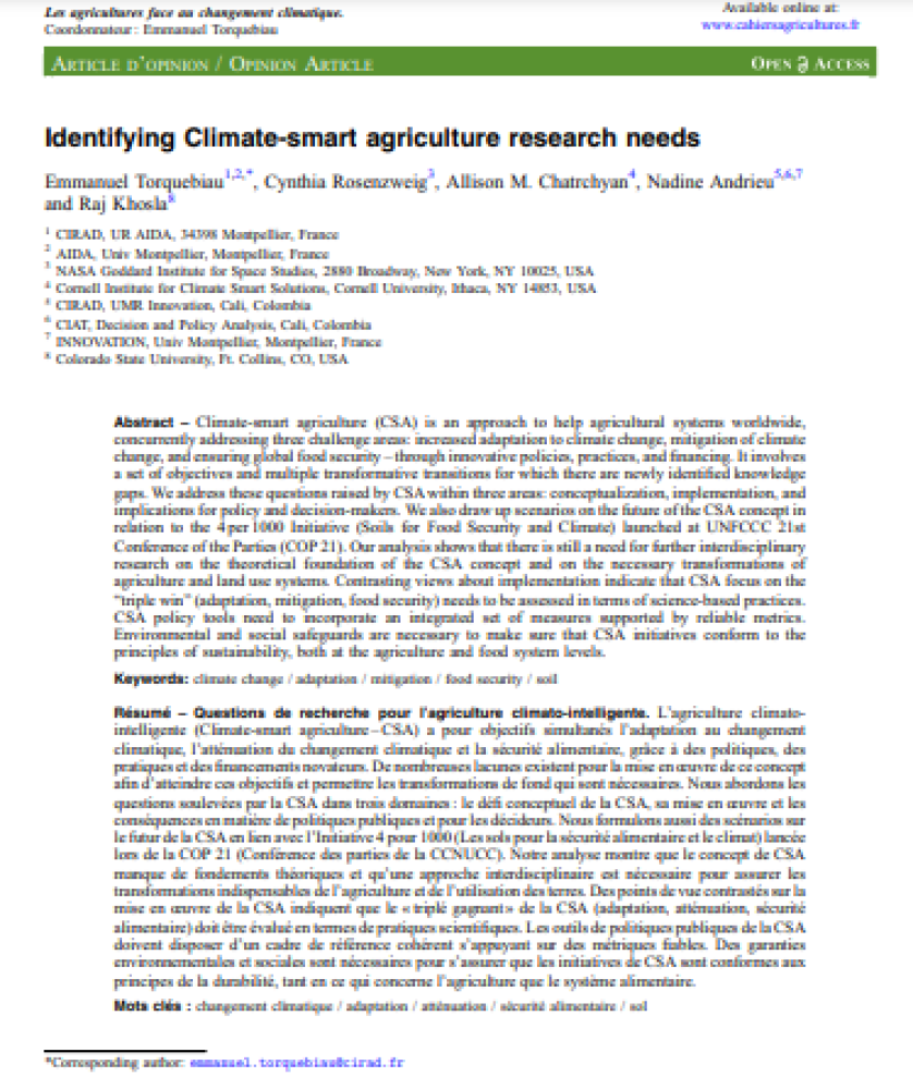 Identificando las necesidades de investigación en agricultura climáticamente inteligente