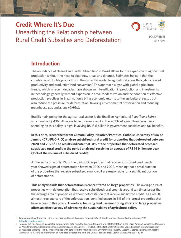 Crédito Rural Subsidiado y Deforestación en Brasil