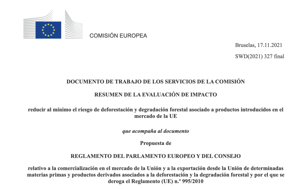 Documento de Trabajo de los Servicios de la Comisión Resumen de la Evaluación de Impacto Reducir al Mínimo el Riesgo de Deforestación y Degradación Forestal Asociado a Productos Introducidos en el Mercado de la UE