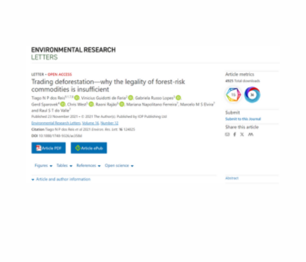 Trading deforestation—why the legality of forest-risk commodities is insufficient.