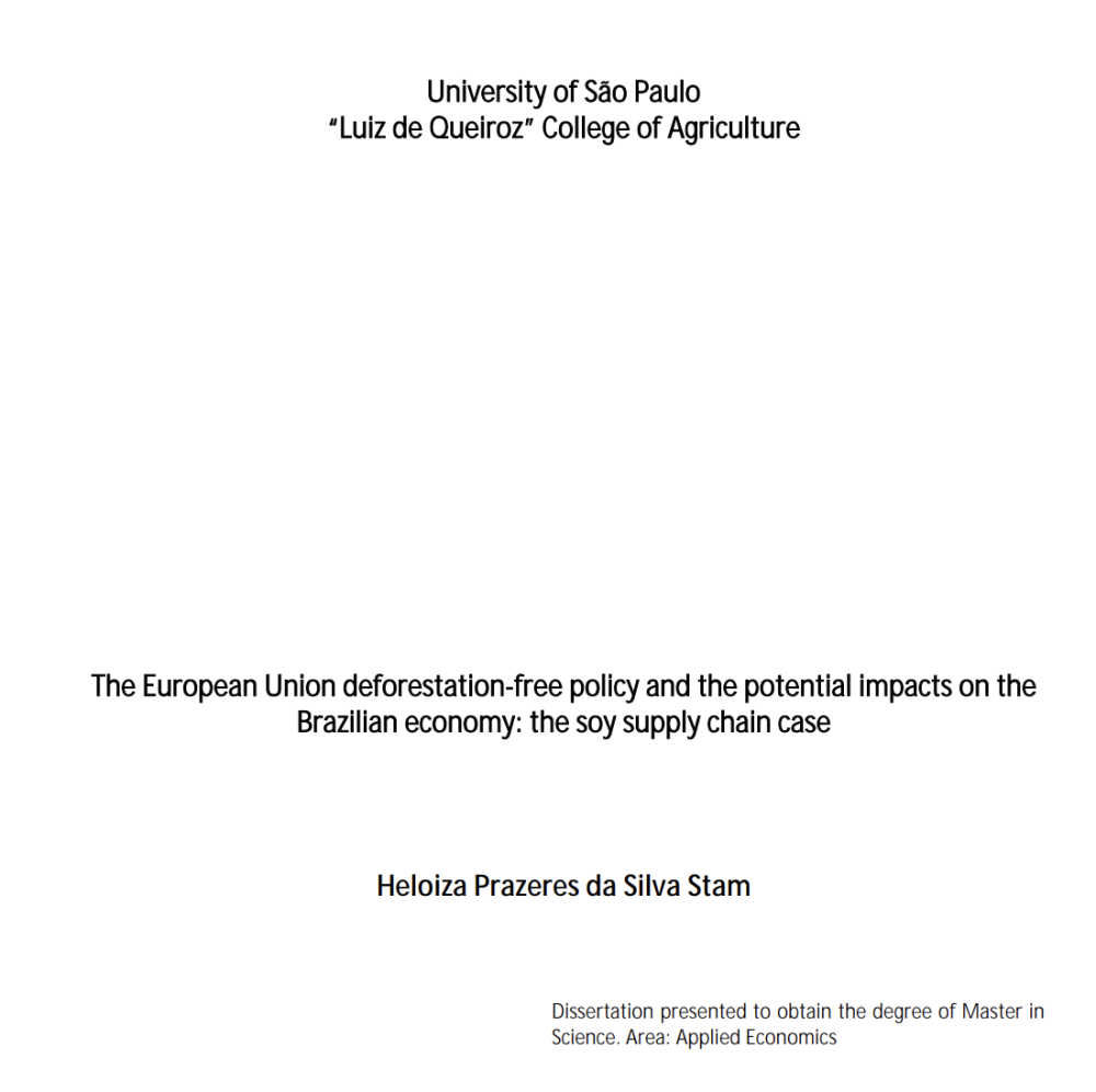The European Union deforestation-free policy and the potential impacts on the Brazilian economy: the soy supply chain case