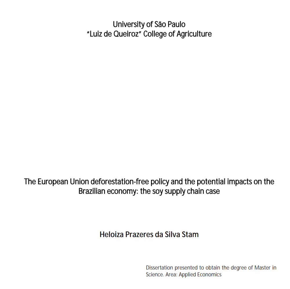 La política libre de deforestación de la Unión Europea y los posibles impactos en la economía brasileña: el caso de la cadena de suministro de soya