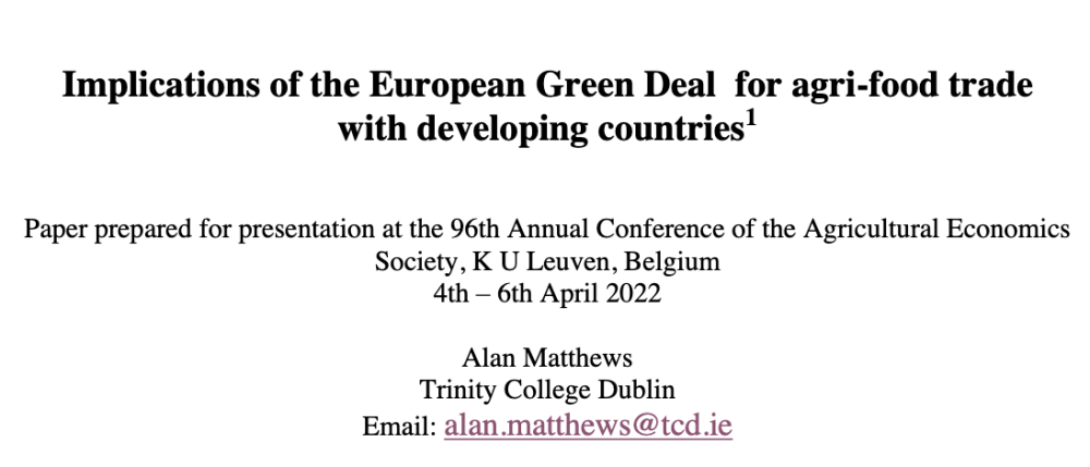 Implications of the European Green Deal for agri-food trade with developing countries