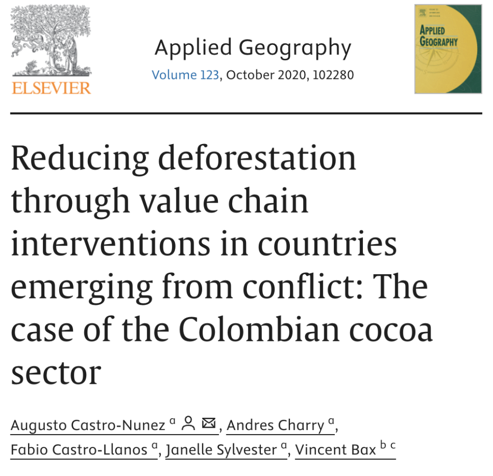 Reducción de la deforestación a través de intervenciones en cadenas de valor en países que salen de conflictos: el caso del sector cacaotero colombiano