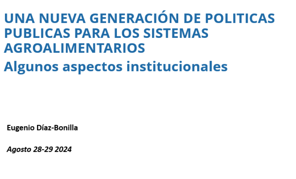 A new generation of public policies for agri-food systems: Some institutional aspects