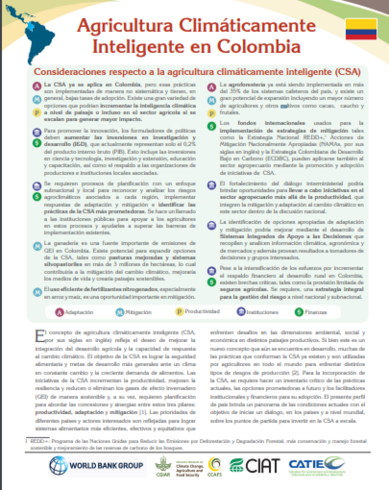 Perfil Agricultura Climáticamente Inteligente en Colombia