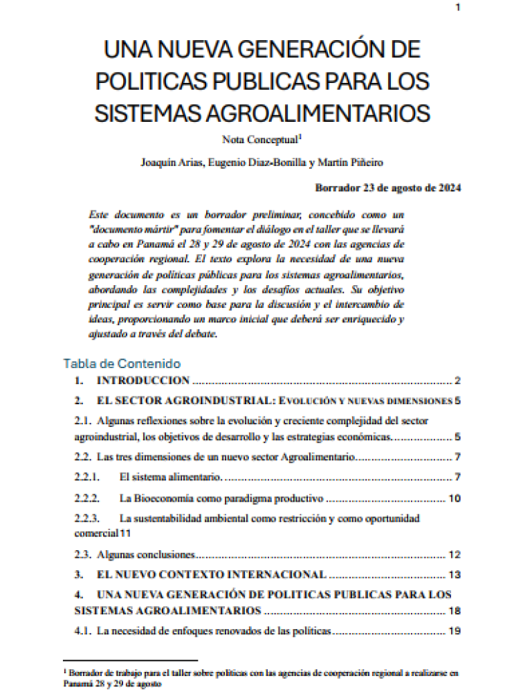 Towards a new generation of public policies for agri-food systems (concept note)