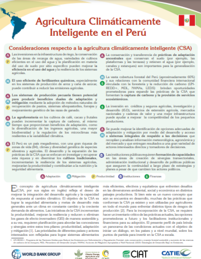 Perfil Agricultura Climáticamente Inteligente en Perú